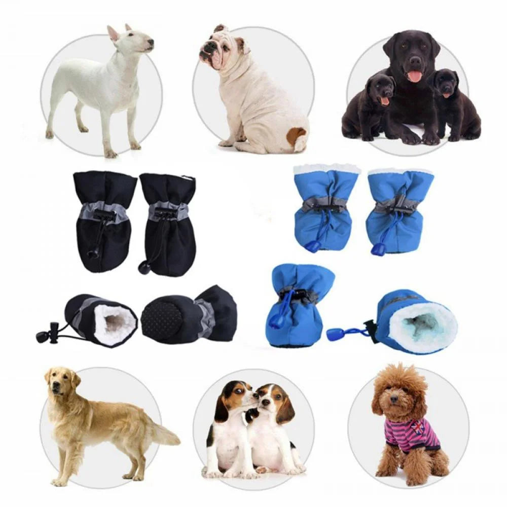 4PCS Winter Dog Shoes for Small Dogs,Anti-Slip Dogs Boots Paw Protector ,Lightweight Walking Pet Booties for Small and Medium Pets