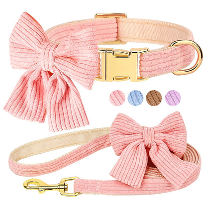 Pink Bowtie Dog Collar Set - Luxury Petz