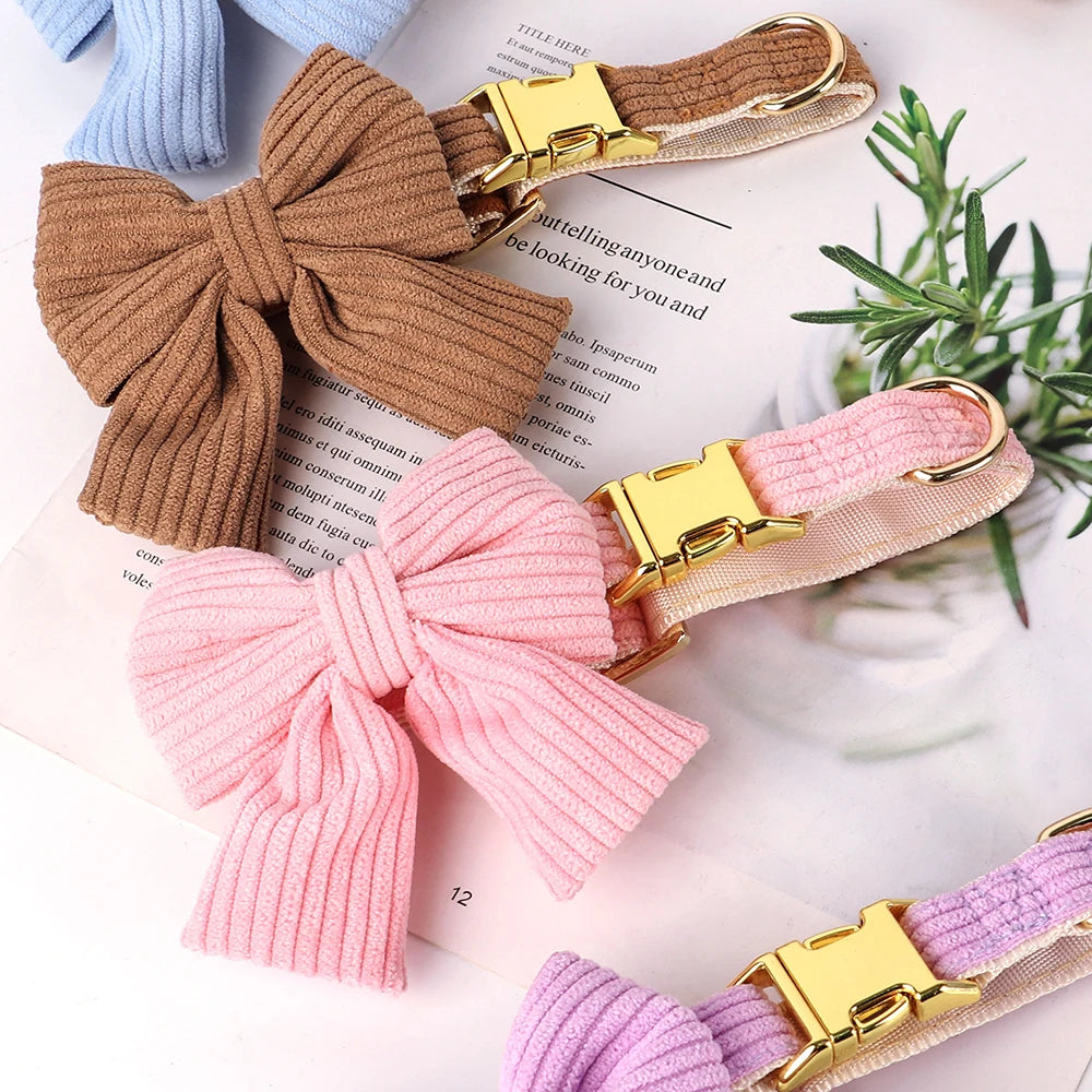 Pink Bowtie Dog Collar Set - Luxury Petz
