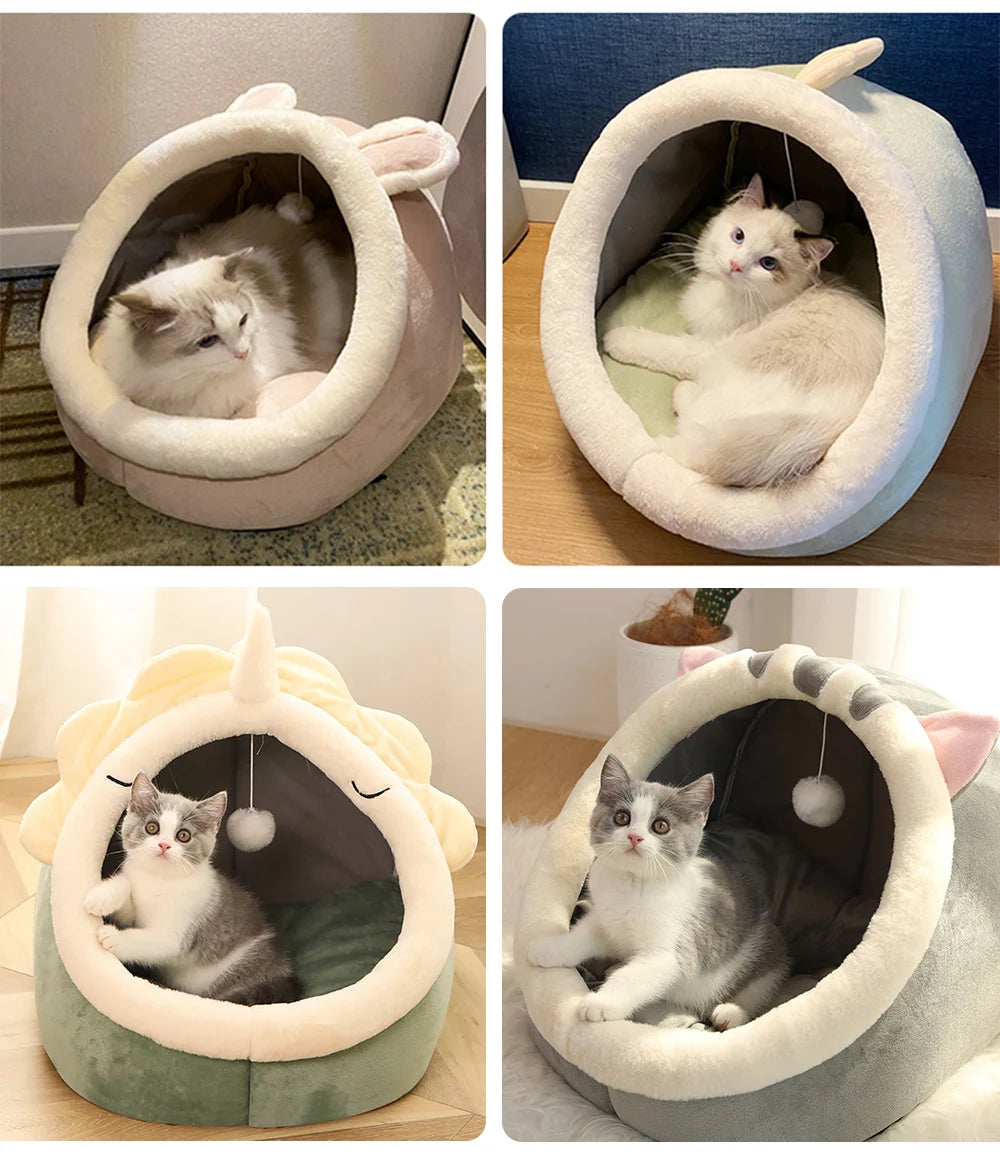 Cozy Cartoon Cat Bed - Luxury Petz