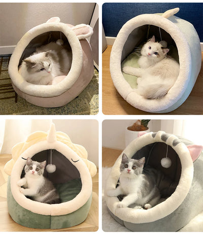 Cozy Cartoon Cat Bed - Luxury Petz