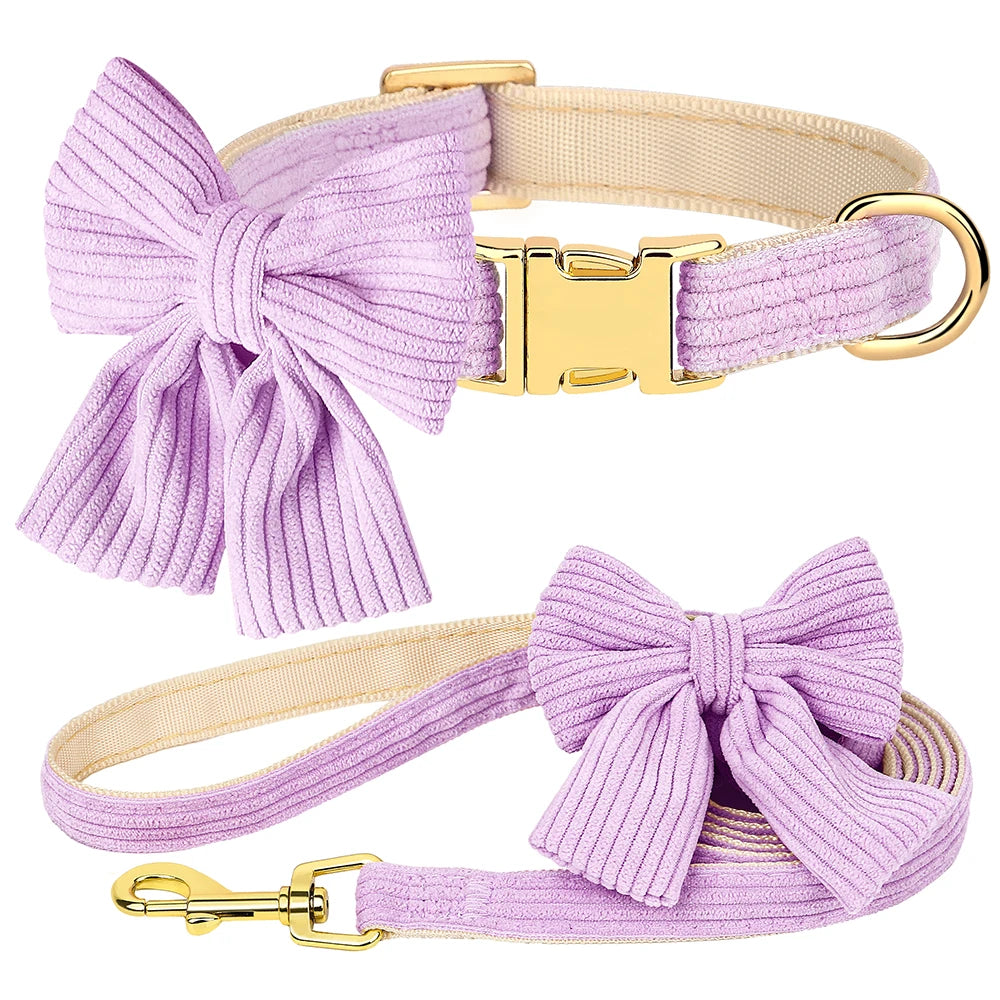 Pink Bowtie Dog Collar Set - Luxury Petz