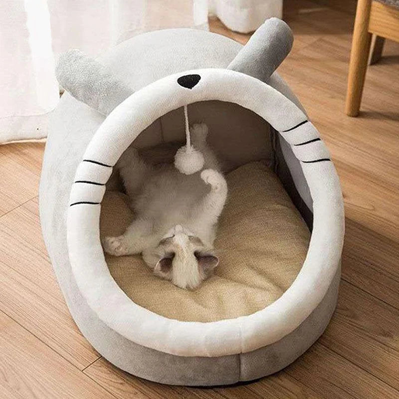 Cozy Cartoon Cat Bed - Luxury Petz