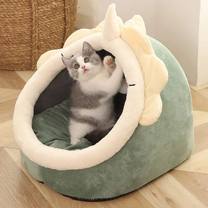 Cozy Cartoon Cat Bed - Luxury Petz