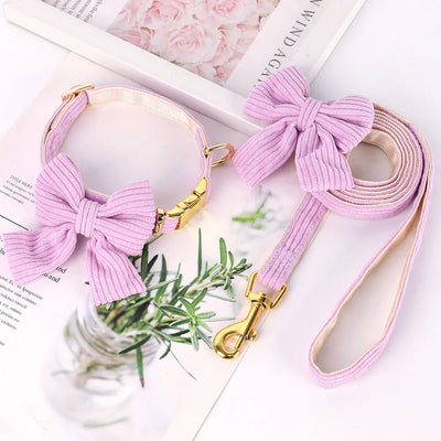 Pink Bowtie Dog Collar Set - Luxury Petz