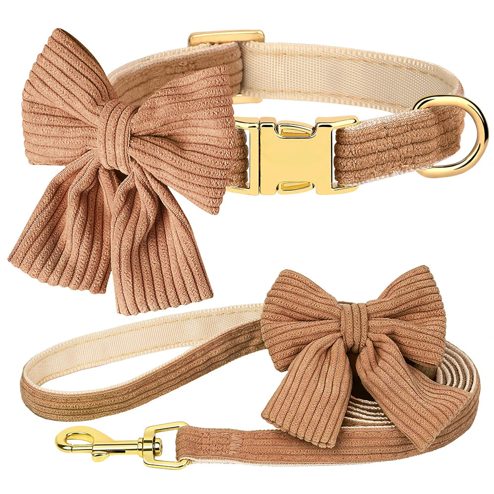 Pink Bowtie Dog Collar Set - Luxury Petz