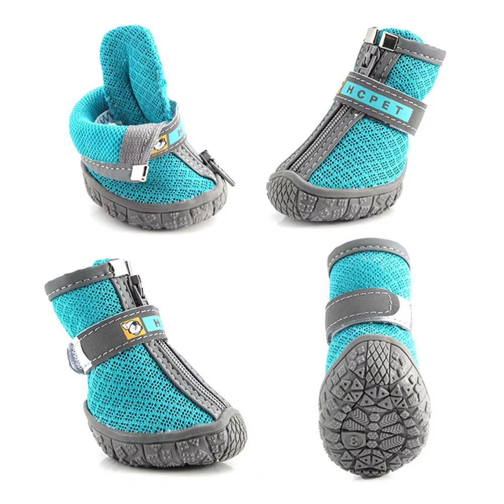 4Pcs Pet Shoes Lightweight Wear-Resistant Breathable Fashion Dogs Mesh Sneakers Pet Supplies Waterproof Footwear Soft Thick Warm