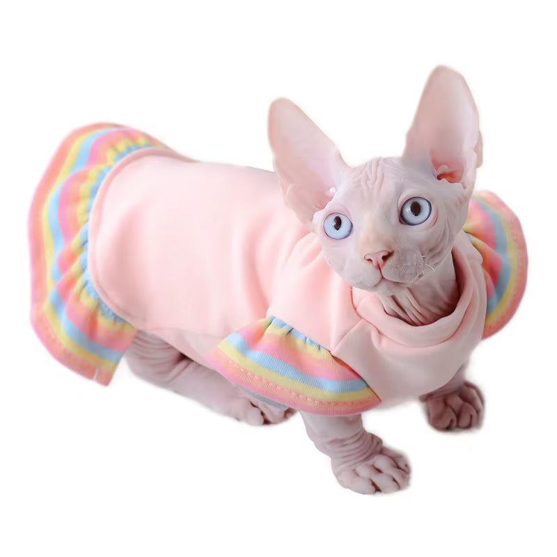 Winter Warm Cat Clothes Soft Cats Cotton Hoodies Sphynx Hairless Cat Costumes Pullover Sphinx Kitten Dress Jacket for Cats